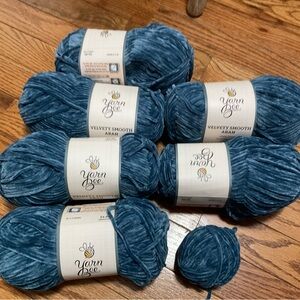 6 Skeins Yarn Bee Brand Velvety Smooth color STATE BLUE.